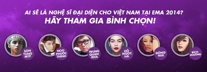 Các nghệ sĩ được MTV Việt Nam được đề cử tham gia bình chọn đại diện Việt Nam tại MTV EMA 2014.